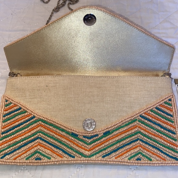 David Jeffery beaded envelope clutch with chain - Picture 5 of 7